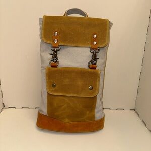 United Leather Waxed Canvas Sling Bag with Leather Panel